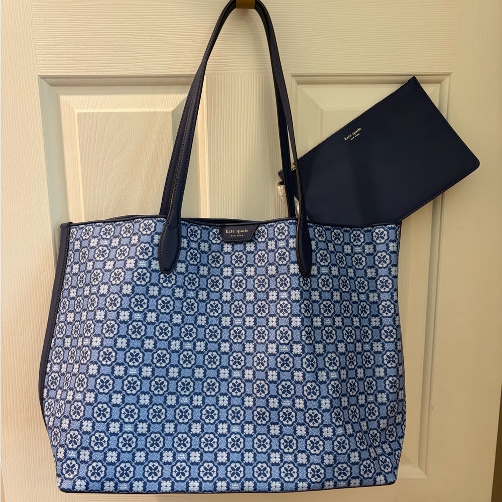 Kate Spade Blue Mosaic Tote with Leather Straps